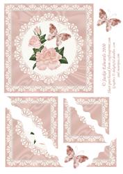 Delicate Lace with Roses and Butterfly Wavy Corner