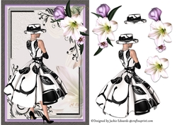 A5 Black and White Lady With Purple Flowers Without Wording