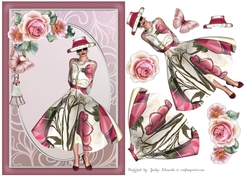 A5 Pink Lady with Roses & Butterfly Without Wording