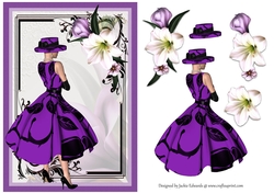 A5 Black and Purple Lady with Purple Flowers Without Wording