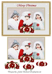 A5 Christmas Art Deco Ladies & Christmas Roses