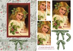 Christmas Girl with Holly Card Front