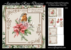 Christmas Robin & Poinsettia In Watercolour Mini Kit