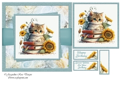 Books Cat & Flowers 01