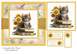 Books Cat & Flowers 02