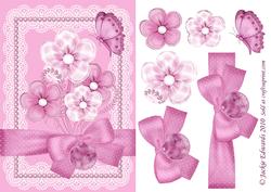 Flowers and Lace Step-by-step Card Front Pink