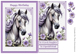 A5 Horse with Purple Flowers