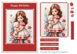 A5 Little Girl With Teddy In Red