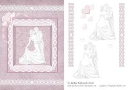 Dancing Couple with Hearts and Lace Card Front