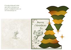 Swirly Dove and Christmas Tree Card Cut and Fold Card 3