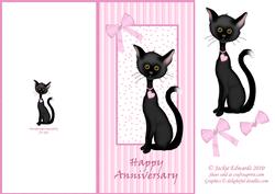 Cute Black Cat Anniversary Quick Card