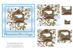 Robins and Holly Pyramid Card Front
