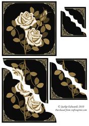 Roses Framed in Black and Gold Corner Stacker