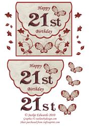 Scalloped Edged Envelope Style Card 21st Birthday
