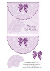Scalloped Edged Envelope Style Card with Fan and Bow 2