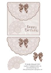 Scalloped Edged Envelope Style Card with Fan and Bow 4