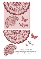 Scalloped Edged Envelope Card with Fan and Butterfly 2
