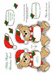 Teddy Shaped Christmas Card
