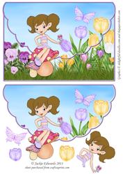 Scallop Edge Envelope Style Card with Decoupage Springtime