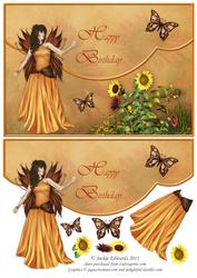 Curved Edge Envelope Card Front Sunflowers