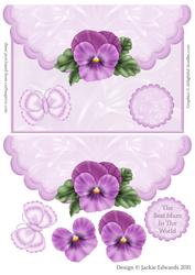 Envelope Style Card Front with Pansies 2