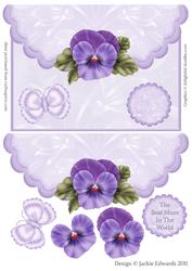 Envelope Style Card Front with Pansies 1