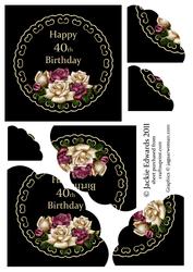 Antique Roses on Black and Gold 40th