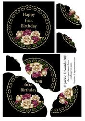 Antique Roses on Black and Gold 60th