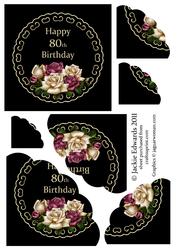 Antique Roses on Black and Gold 80th