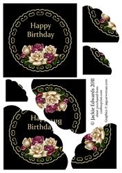 Antique Roses on Black and Gold