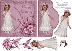 Mock Envelope Style Card Little Girl and Butterfly