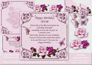 8 Inch Card with Flowers and Verse for Mum Kit
