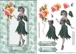 Lady with Roses and Butterflies