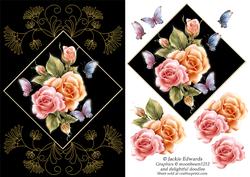 Glowing Roses on Black and Gold