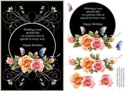 Glowing Roses with Butterflies and Verse