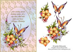 Framed Flowers Butterfly and Verse
