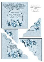 Glowing Roses Butterflies Corner Stacker Blue