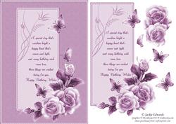 Lovely Roses and Butterflies Mauve