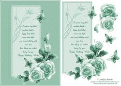 Lovely Roses and Butterflies Green