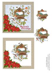 Robins Nest with Poinsettia and Lace