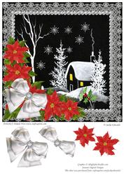 A Winters Night with Poinsettia and Bow