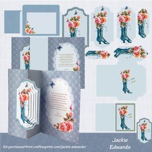Boot Full of Roses Fold Back Card