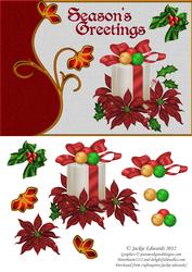 Christmas Gift with Poinsettia and Bow