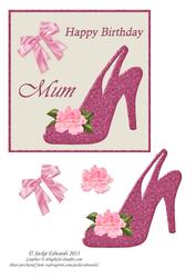 Pink Shoe Rose and Bow Mum