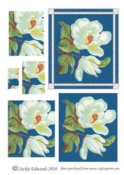 White Flowers on Blue. Pyramid