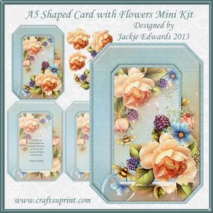 A5 Shaped Card with Flowers Mini Kit