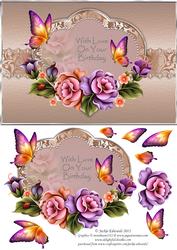 Beautiful Flowers with Heart and Butterflies
