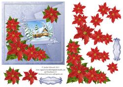 6x6 Christmas Cottage with Poinsettia