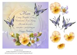Beautiful Flowers and Butterflies for Mum Birthday