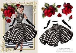 1950`s Lady with Red Roses